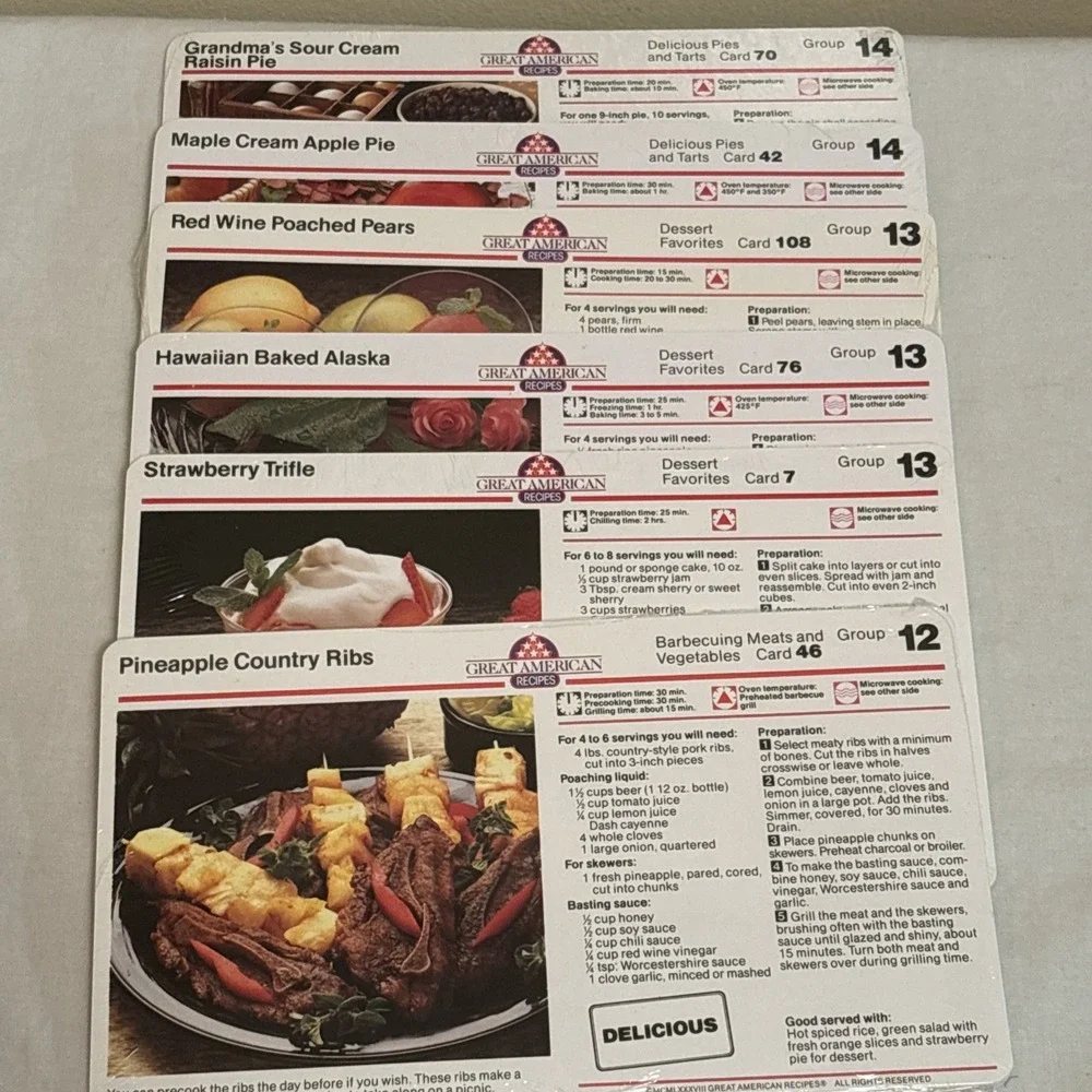 Vtg 1988 Great American Recipes Cards-Lot Of 28 Packs!